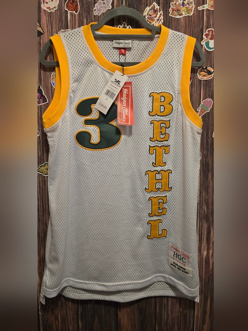 Iverson Headgear Classics "Bethel" Mesh Basketball Jersey - White/Gold/Green